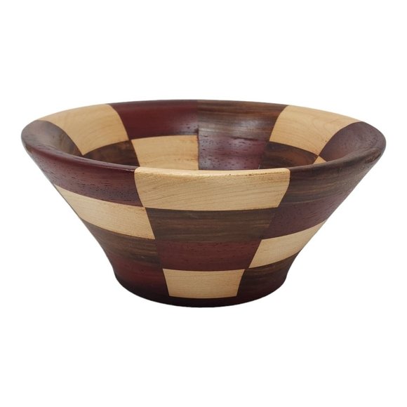 Rosewood, Padauk, Maple Wood Bowl Segmented Turned 8.75" Diameter Made in US - Picture 6 of 8